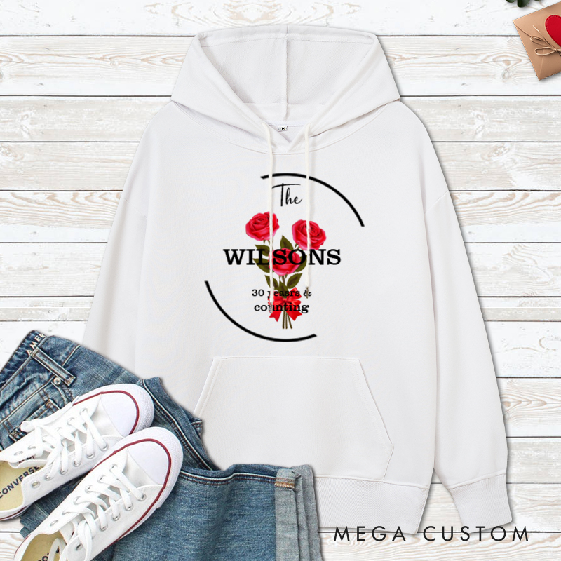 Personalized Personalized 30th Anniversary Rose Hoodie Couple 30 Years Top Wear 30th Rose Anniversary Outfit for Wife Husband