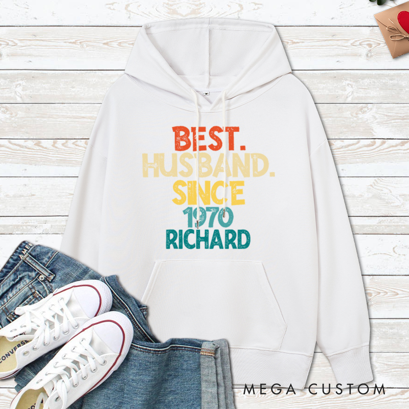 Personalized Best Wife & Husband Since 1970 Couple Hoodie Couple 55 Years Anniversary Top Wear 55th Anniversary Outfit for Wife Husband