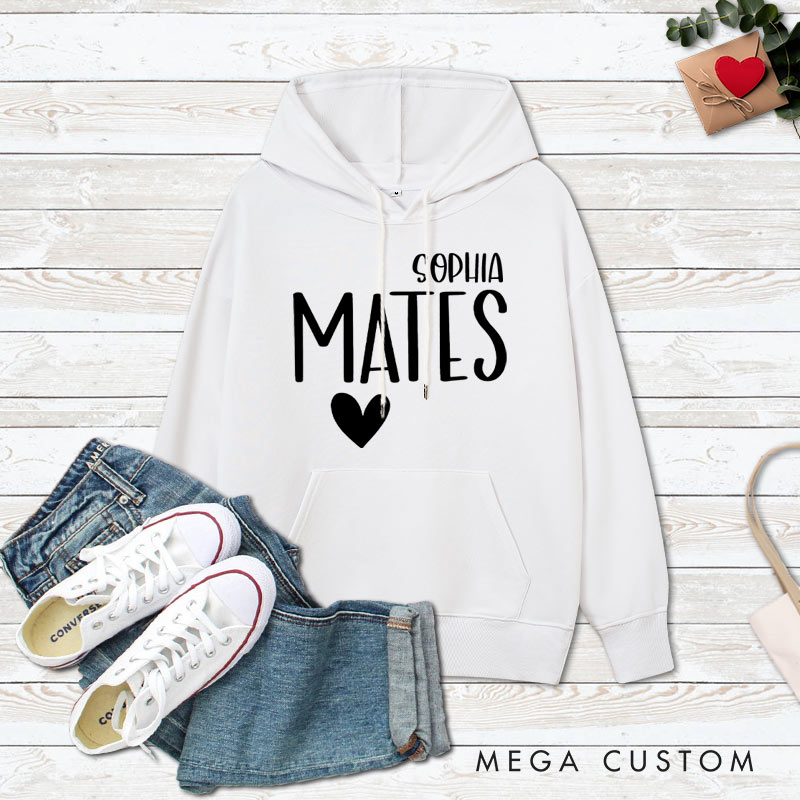 Personalized Couple Soul and Mates with Heart Hoodie Couple Soulmate Valentine's Day Sweatshirt for Boyfriend Girlfriend Husband Wife