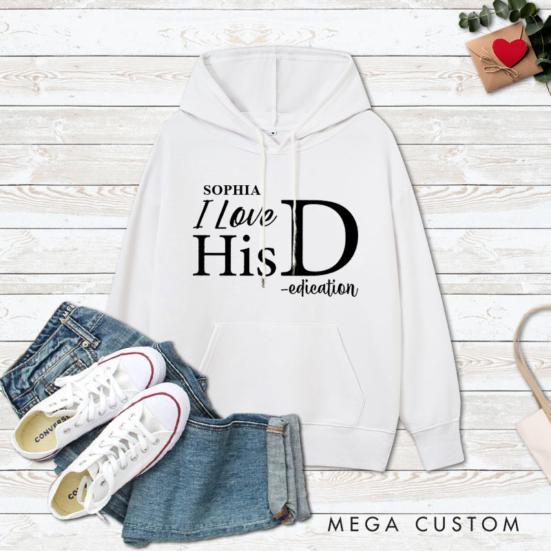Personalized Couple I Love Her Personality and I Love His Dedication Hoodie Couple Valentine's Day Sweatshirt for Boyfriend Girlfriend Husband Wife