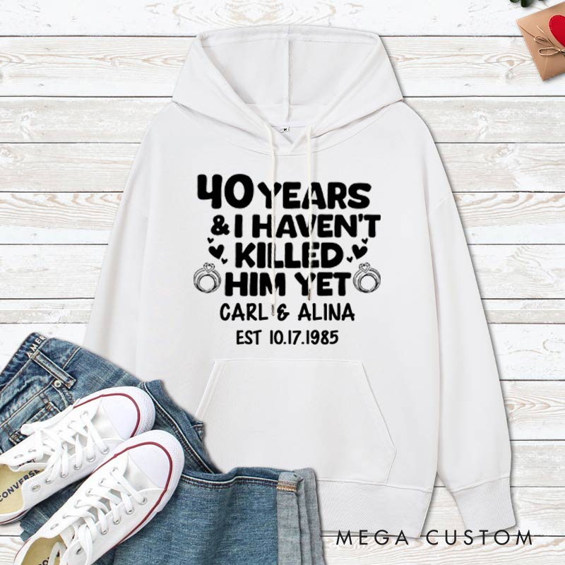 Personalized Funny 40th Anniversary Couple Hoodie Humor 40th Anniversary Hoodie for Couple Anniversary Outfit for Wife Husband