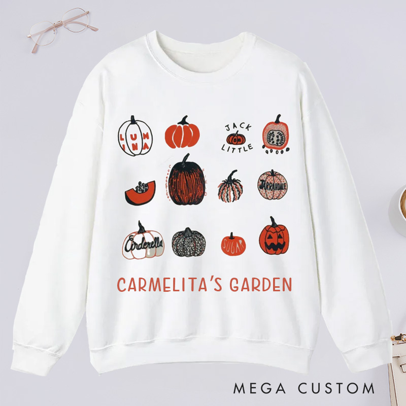 Personalized Pumpkin Classic Sweatshirts Gardener Sweatshirt with Name Halloween Sweatshirt Plant Lover Gift Gardening Lovers Gift