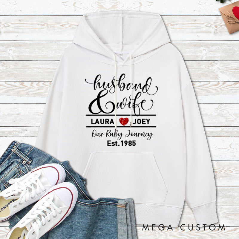 Personalized Our Ruby Journey Anniversary Hoodie Husband Wife 40th Anniversary Outfit Couple Anniversary Hoodie for Her Him