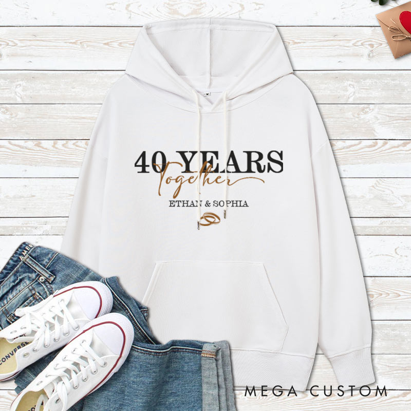 Personalized Couple 40 Years Together Anniversary Hoodie Husband Wife 40th Anniversary Outfit Couple Anniversary Hoodie for Her Him
