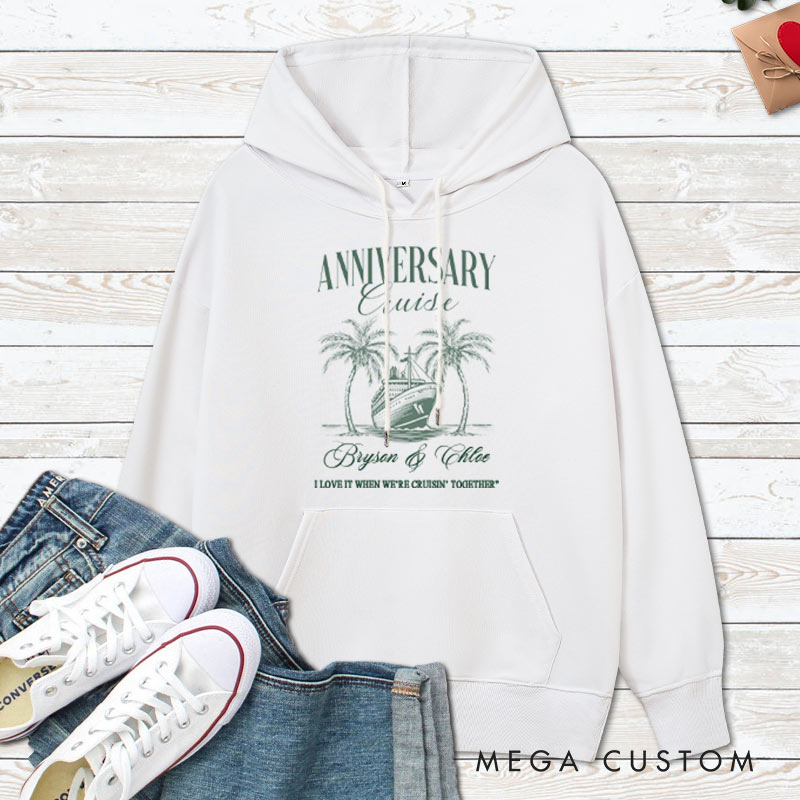 Personalized Anniversary Cruise Commemorative Hoodie Husband Wife Anniversary Outfit for Couple Anniversary Hoodie for Her Him