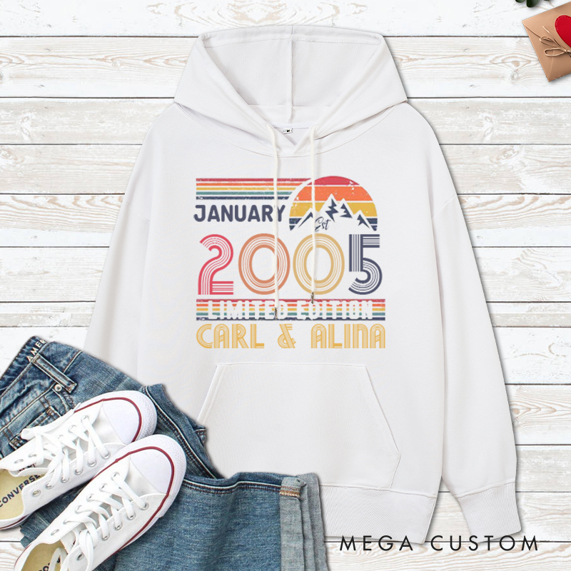 Personalized Limited Edition Couple Hoodie Vintage Anniversary Outfit for Husband Wife Couple Anniversary Hoodie for Her Him