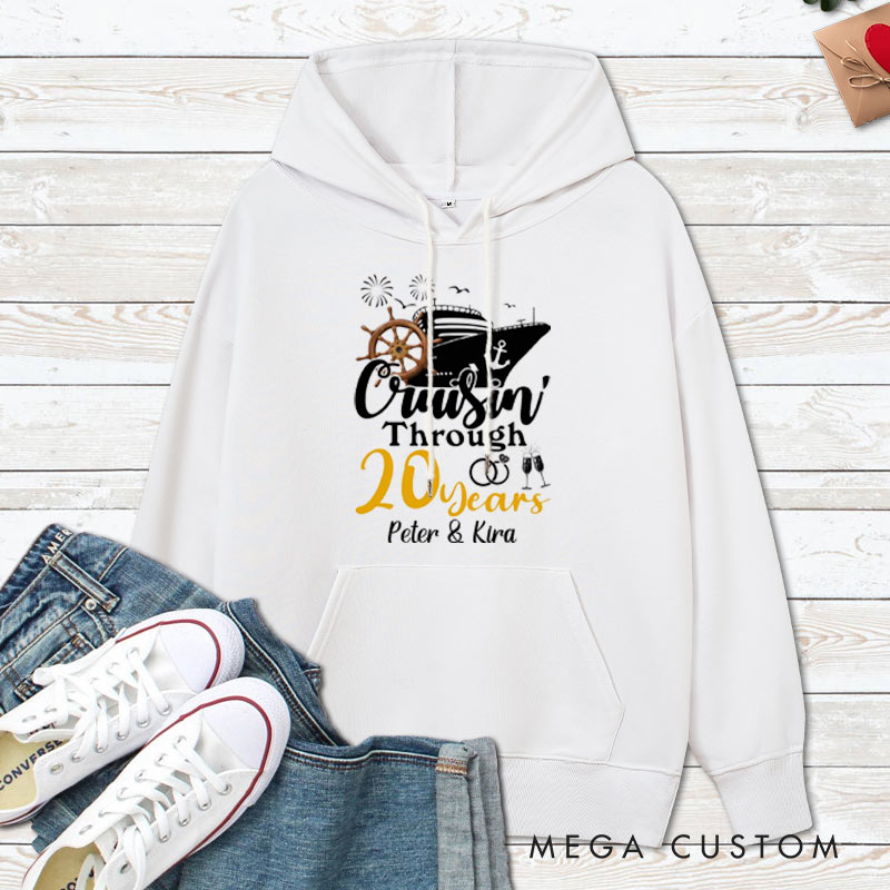 Personalized Cruisin' Through 20 Years Anniversary Hoodie 20th Couple Anniversary Outfit for Husband Wife