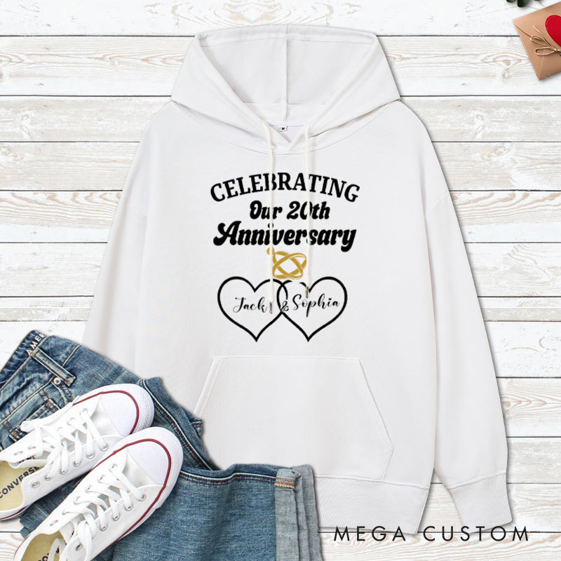 Personalized Celebrating Our 20th Anniversary Hoodie Couple 20th Anniversary Outfit for Husband Wife Causal Hoodie for Her Him