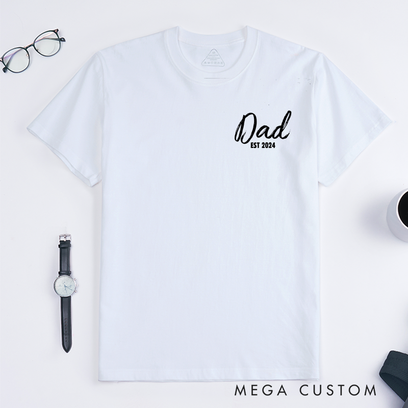 Personalized Dad T-Shirt with Children's Names and Dad EST Year for Special Occasions Classic T-shirt