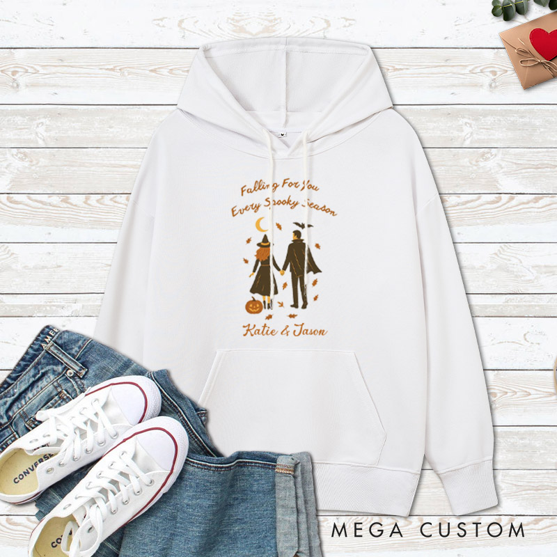 Personalized Falling for You Every Spooky Season Halloween Couple Hoodie