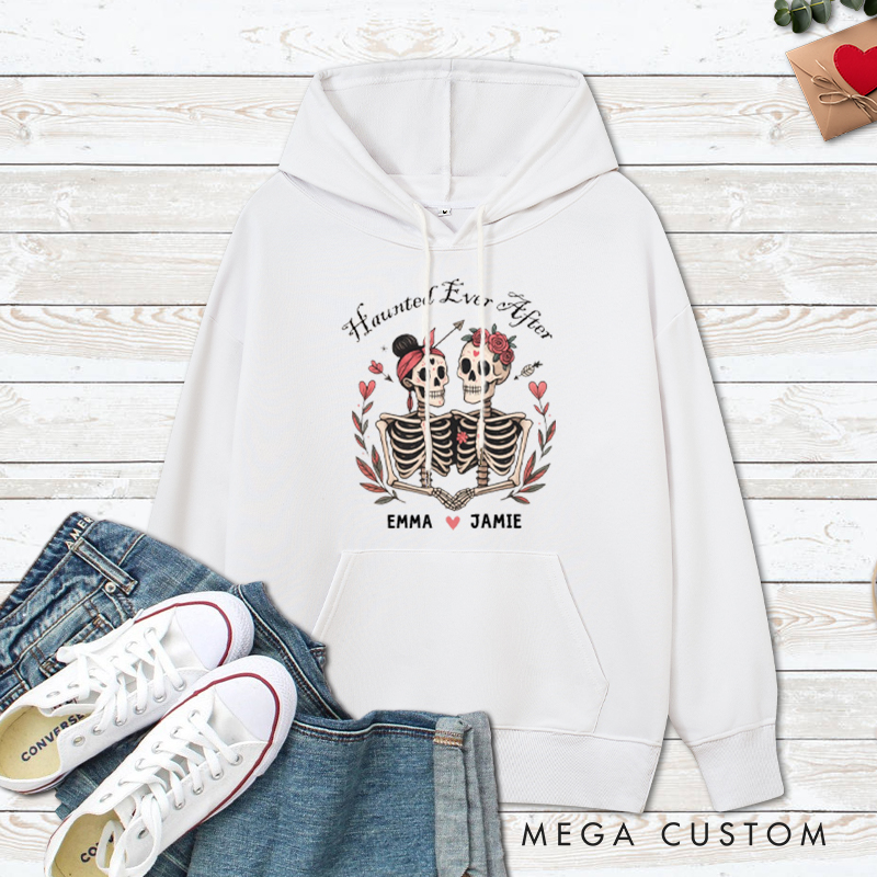 Personalized Haunted Ever After Skeleton Couple Halloween Couple Hoodie