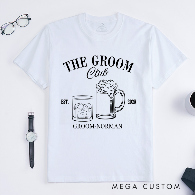 Personalized Groom Groom Club Bachelor Party T-Shirts Beer & Whiskey Shirt for Wedding Groomsman Proposal Shirt Best Man Gift