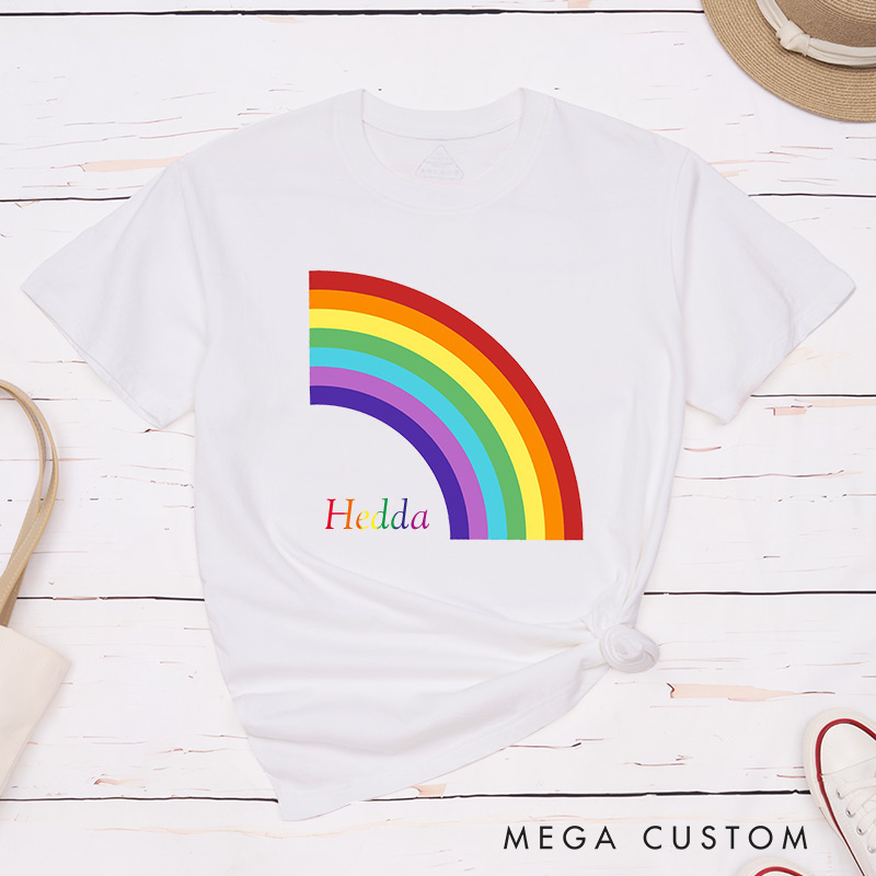 Personalized Rainbow Pride Couple T-Shirts LGBTQ Lesbian Gay Couple Shirt Pride Month T-Shirt for Couple