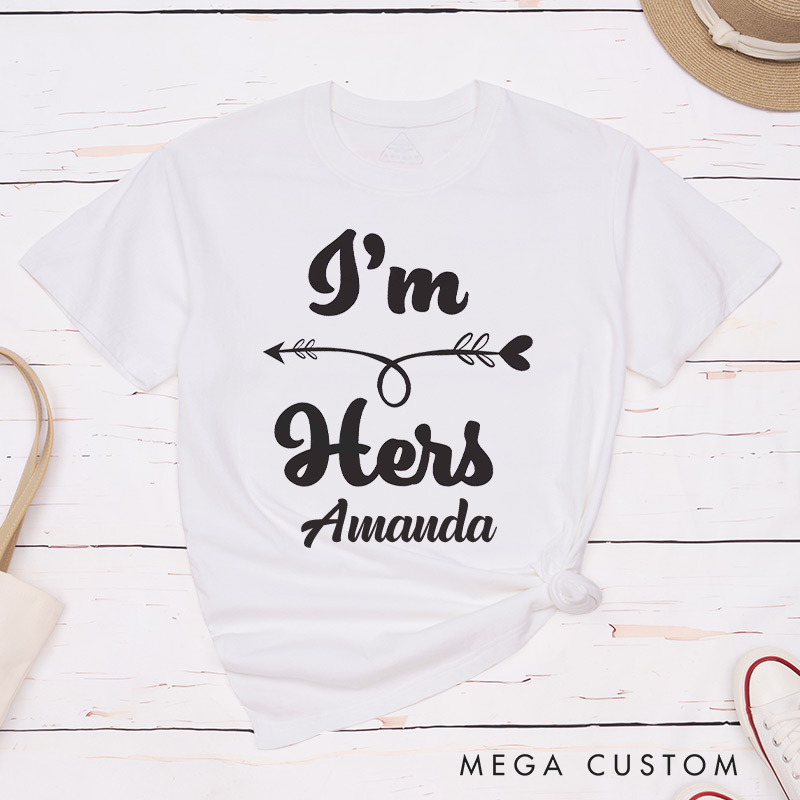 Personalized She's Mine I'm Hers Romantic Couple T-Shirts LGBTQ Lesbian Couple Shirt Lesbian Matching Couple Tee