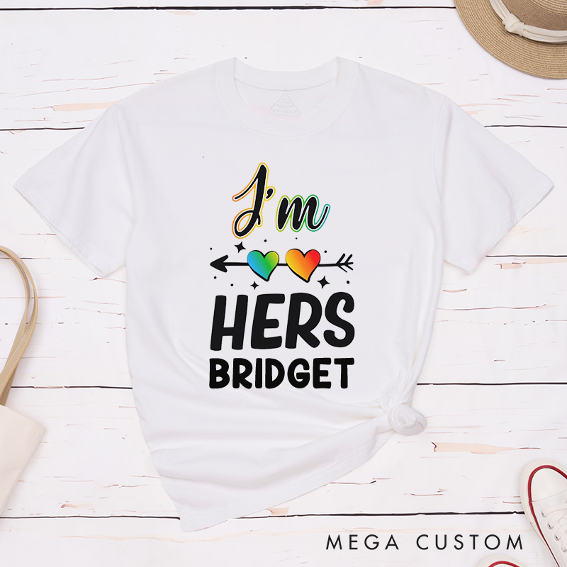 Personalized She's Mine I'm Hers LGBTQ Couple T-Shirts LGBTQ Lesbian Couple Shirt Lesbian Matching Couple Tee