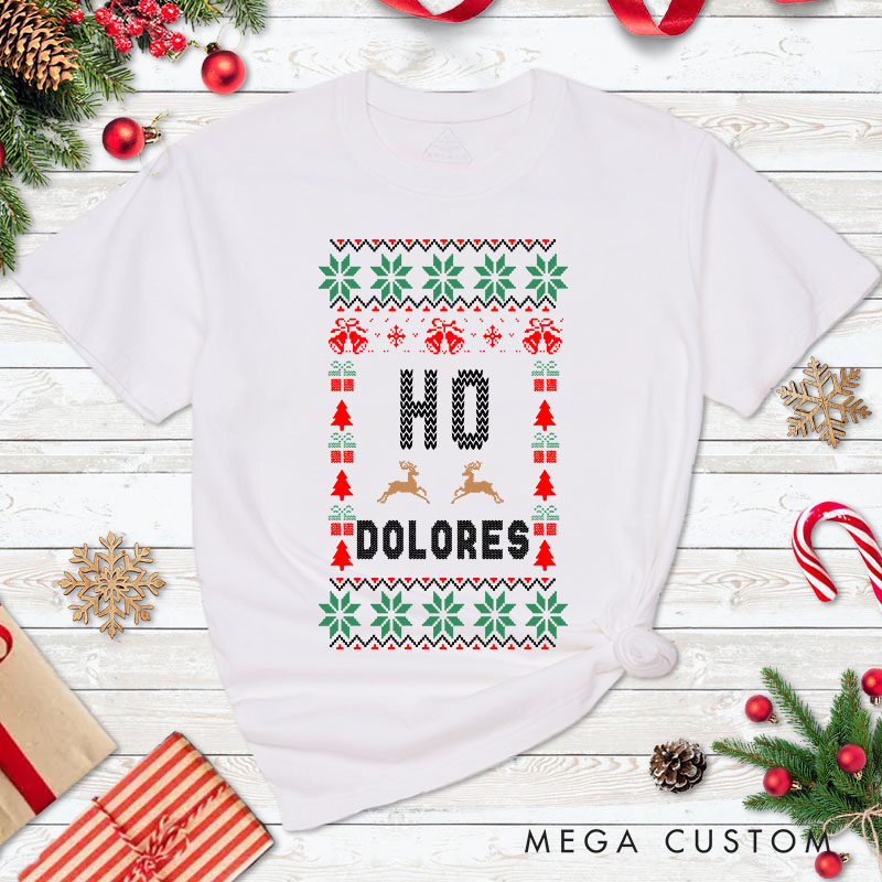 Personalized Couple Where’s My Ho At and Ho Matching T-Shirt with Name Couple Christmas T-Shirt for Husband Wife Boyfriend Girlfriend Gift