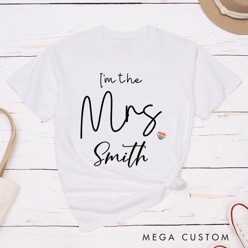 Personalized Lesbian Matching Couple T-Shirts LGBTQ Lesbian Wife Couple Shirt for Women LGBTQ Lesbian Wedding Shirt