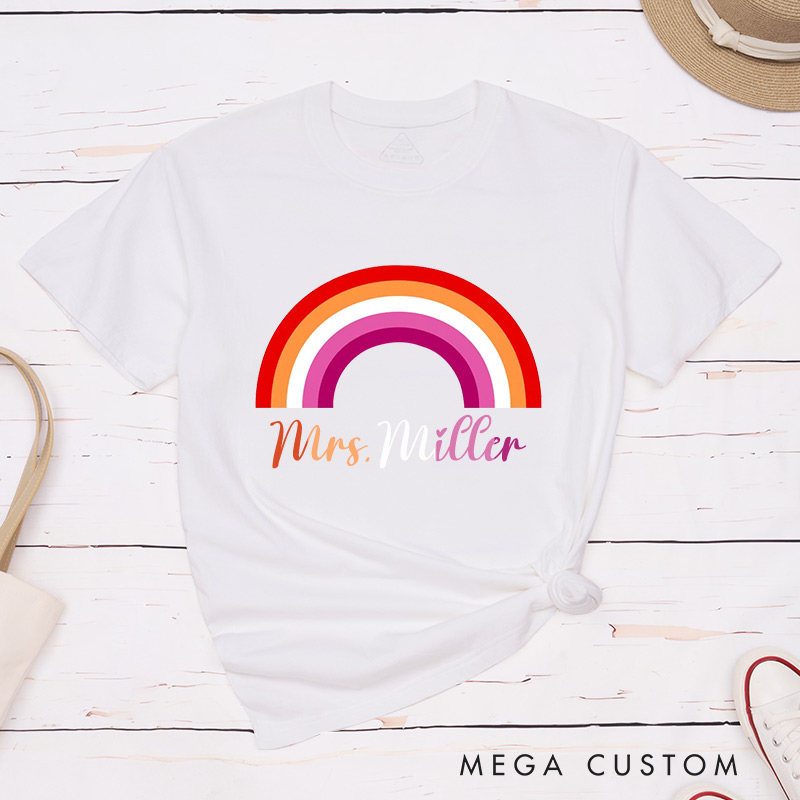 Personalized LGBTQ Couple T-Shirts LGBTQA+ Lesbian Matching Shirt for Pride Month LGBTQ Lesbian Wedding Tee for Gay