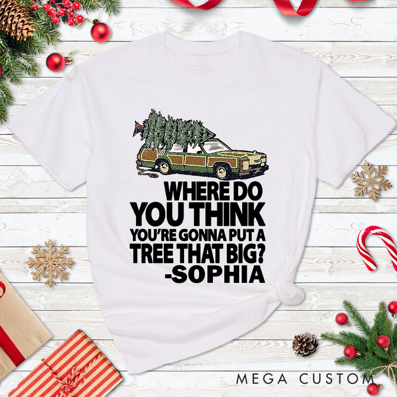 Personalized Couple Humor Bend Over and I'll Show You Christmas T-Shirt Couple Xmas Plaid Truck Matching T-Shirt for Husband Wife Boyfriend Girlfriend