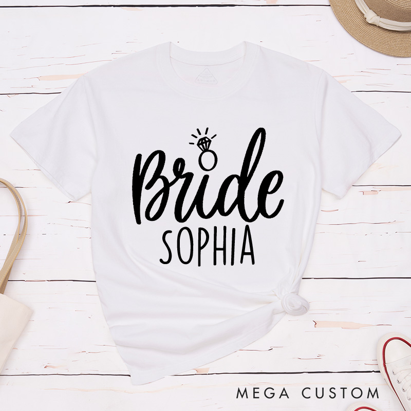 Personalized Bride Matching T-Shirt Maid of Honor T-Shirt Bride Squad Wedding T-Shirt Bachelorette Party Gift