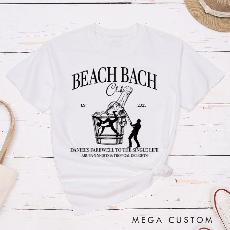 Personalized LGBTQ Bachelor Party T-Shirts Gay Beach Bach Club Matching Shirt LGBTQA+ Gay Wedding Party Favors Tee 