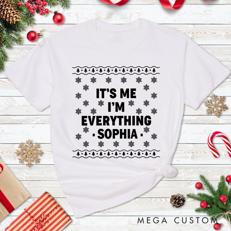 Personalized Couple I Have Everything I Want for Christmas Matching T-Shirt Couple Snowflake Ugly Sweater Design T-Shirt for Husband Wife BF GF