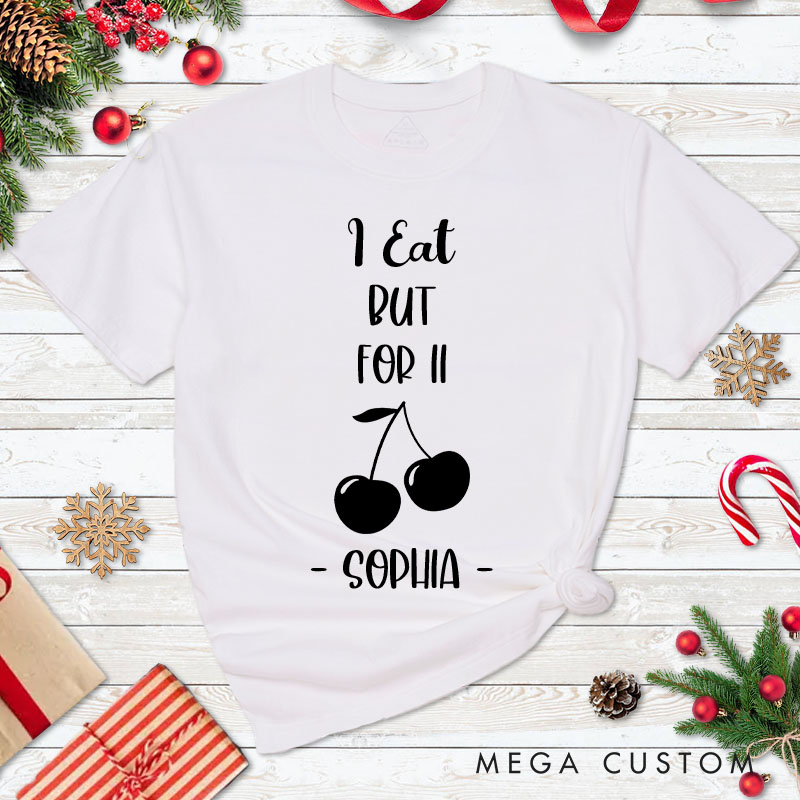 Personalized Couple I Drink But for III Beer Christmas T-Shirt Couple I Eat But for II Cherries Matching T-Shirt for Husband Wife Boyfriend Girlfriend