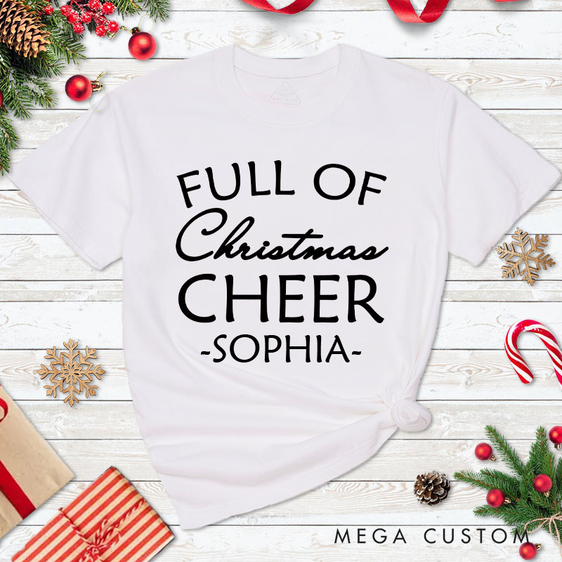 Personalized Couple Full of Christmas Beer Christmas T-Shirt Couple Full of Christmas Cheer Matching Shirt for Husband Wife Boyfriend Girlfriend Tees