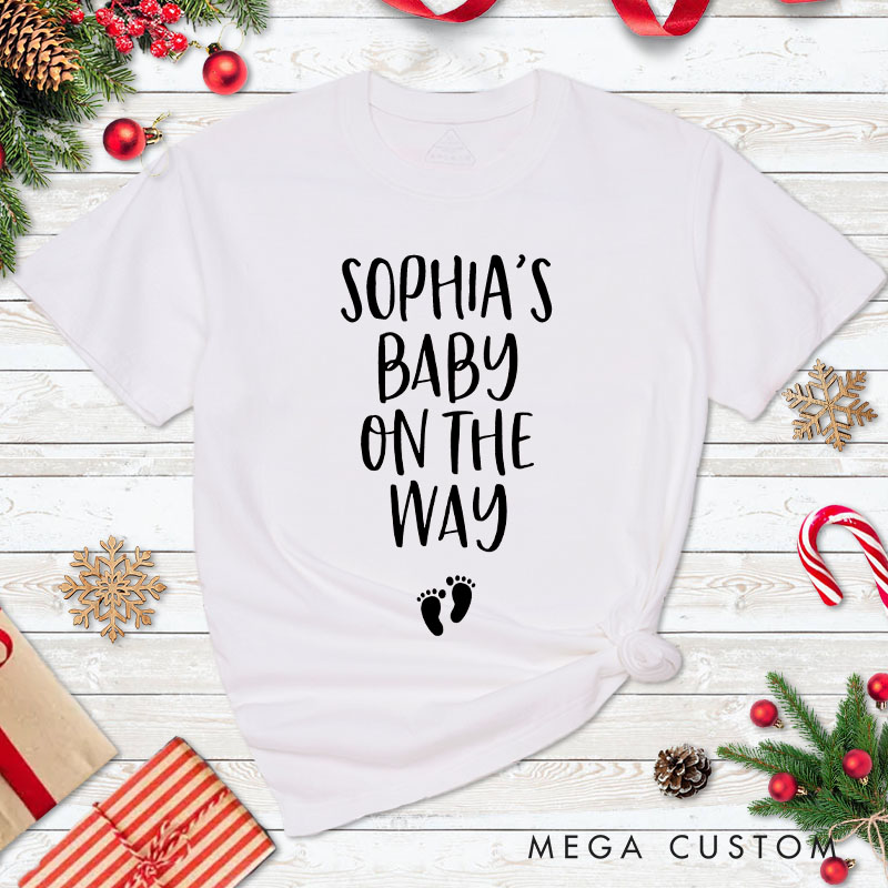 Personalized Couple Jingle Bells Jingle Bells Baby on the Way T-Shirt Chic Couple Xmas Matching Shirt for Husband Wife Boyfriend Girlfriend Tee Tops
