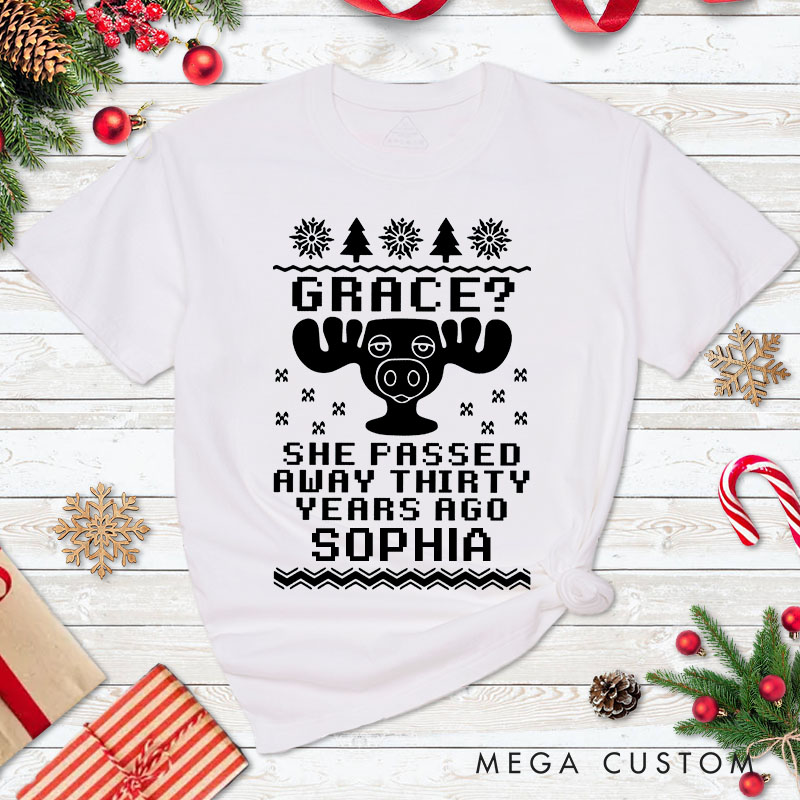 Personalized Couple They Want You to Say Grace The Blessing Christmas T-Shirt Couple Xmas Matching T-Shirt for Husband Wife Boyfriend Girlfriend Tees
