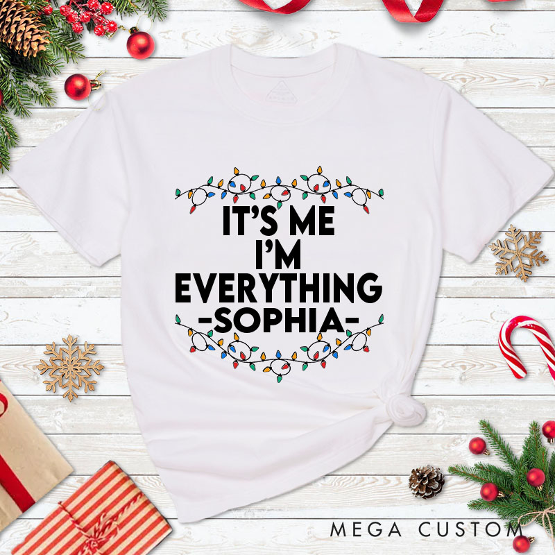 Personalized Couple I Have Everything I Want for Christmas T-Shirt Couple Xmas Lights I'm Everything Shirts for Husband Wife Boyfriend Girlfriend Tees