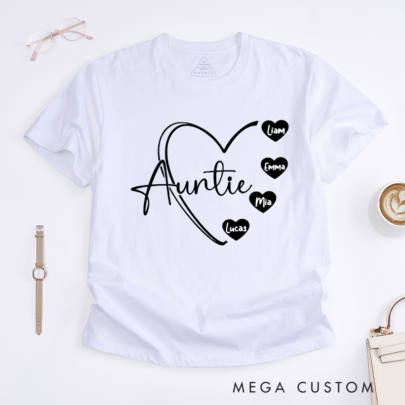 Personalized a Gift Auntie Heart Design Classic T-shirt