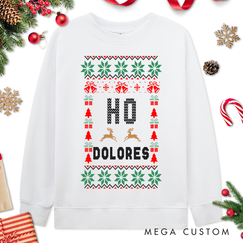 Personalized Couple Where’s My Ho At and Ho Christmas Sweatshirt Couple Xmas Ugly Sweater Matching Sweatshirt for Husband Wife Boyfriend Girlfriend