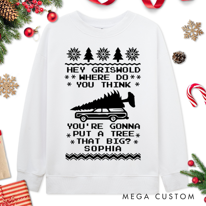 Personalized Couple Bend Over and I’ll Show Ya Christmas Sweatshirt Couple Xmas Ugly Sweater Matching Sweatshirt for Husband Wife Boyfriend Girlfriend