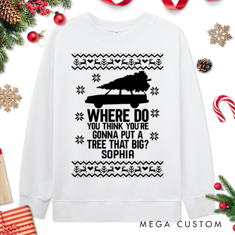 Personalized Couple Bend Over and I’ll Show You Sweatshirt Couple Xmas Truck with Tree Matching Sweatshirt for Husband Wife Boyfriend Girlfriend