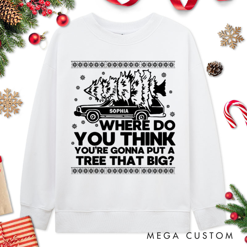 Personalized Couple Playful Bend Over and I Will Show You Sweatshirt Couple Xmas Matching Crewneck Sweatshirt for Husband Wife Boyfriend Girlfriend
