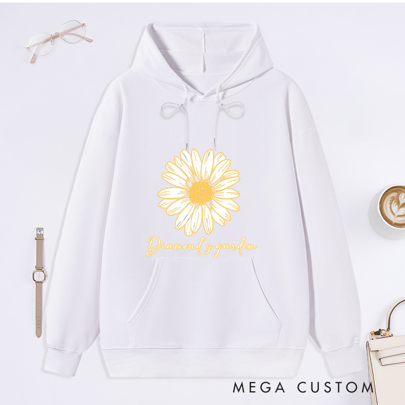 Personalized Daisy Classic Hoodies Custom Flower Hoodies with Name Plant Lover Gift Gardening Lover Gift for Gardener Gift