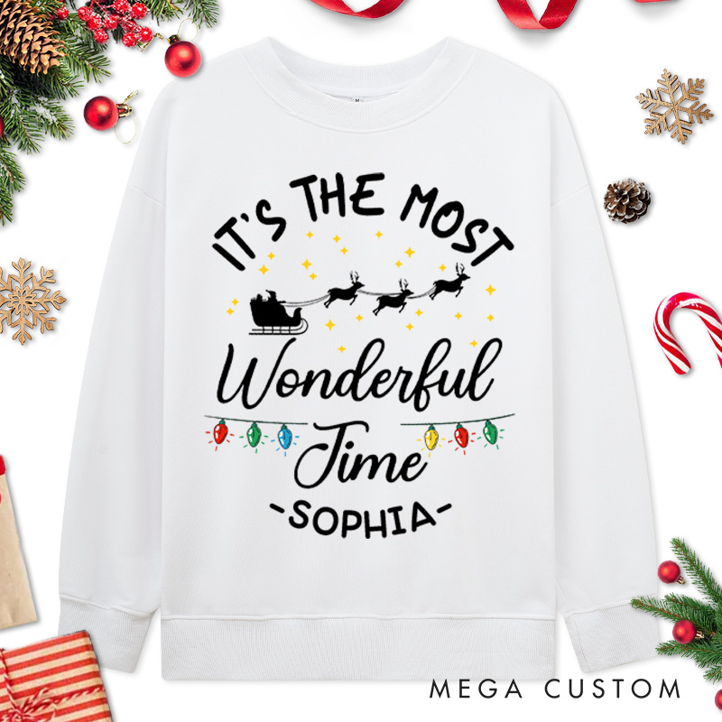 Personalized Couple For a Beer and It’s the Most Wonderful Time Christmas Sweatshirt Xmas Matching Sweatshirt for Husband Wife Boyfriend Girlfriend