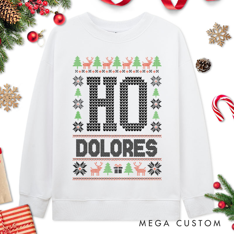 Personalized Couple Fun Where’s My Ho At and Ho Christmas Sweatshirt Xmas Ugly Sweater Matching Sweatshirt for Husband Wife Boyfriend Girlfriend