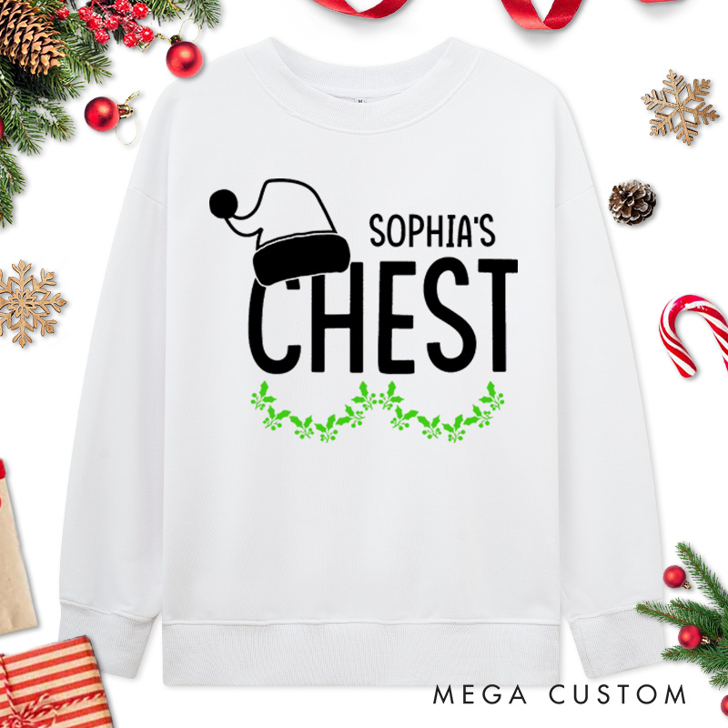 Personalized Couple Nuts and Chest Christmas with Santa Hat Matching Sweatshirt Couple Xmas Antler Sweatshirt for Husband Wife Boyfriend Girlfriend