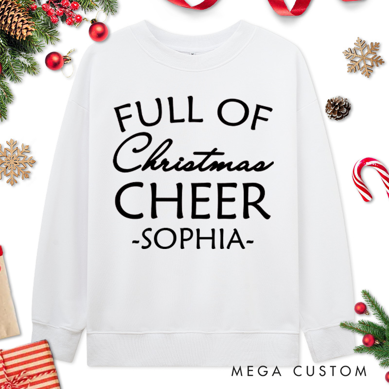 Personalized Couple Full of Christmas Beer and Full of Christmas Cheer Sweatshirt Couple Xmas Sweatshirt for Husband Wife Boyfriend Girlfriend