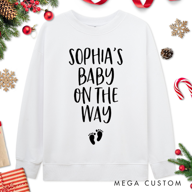 Personalized Couple Jingle Bells Jingle Bells Baby on the Way Christmas Sweatshirt Couple Xmas Matching Sweatshirt for Husband Wife Hubby Wifey