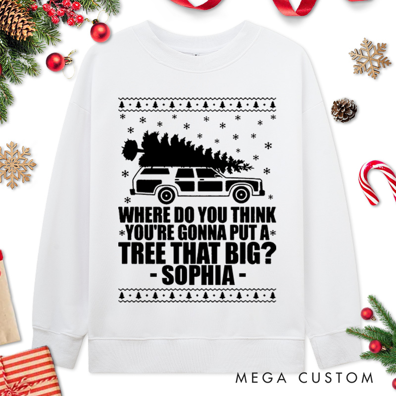 Personalized Couple Bend Over and I'll Show You Christmas Sweatshirt Xmas Truck Ugly Sweater Design Sweatshirt for Husband Wife Boyfriend Girlfriend