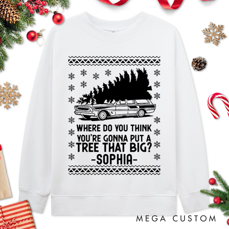 Personalized Couple Bend Over and I'll Show You Sweatshirt Xmas Truck Ugly Sweater Couple Matching Sweatshirt for Husband Wife Boyfriend Girlfriend