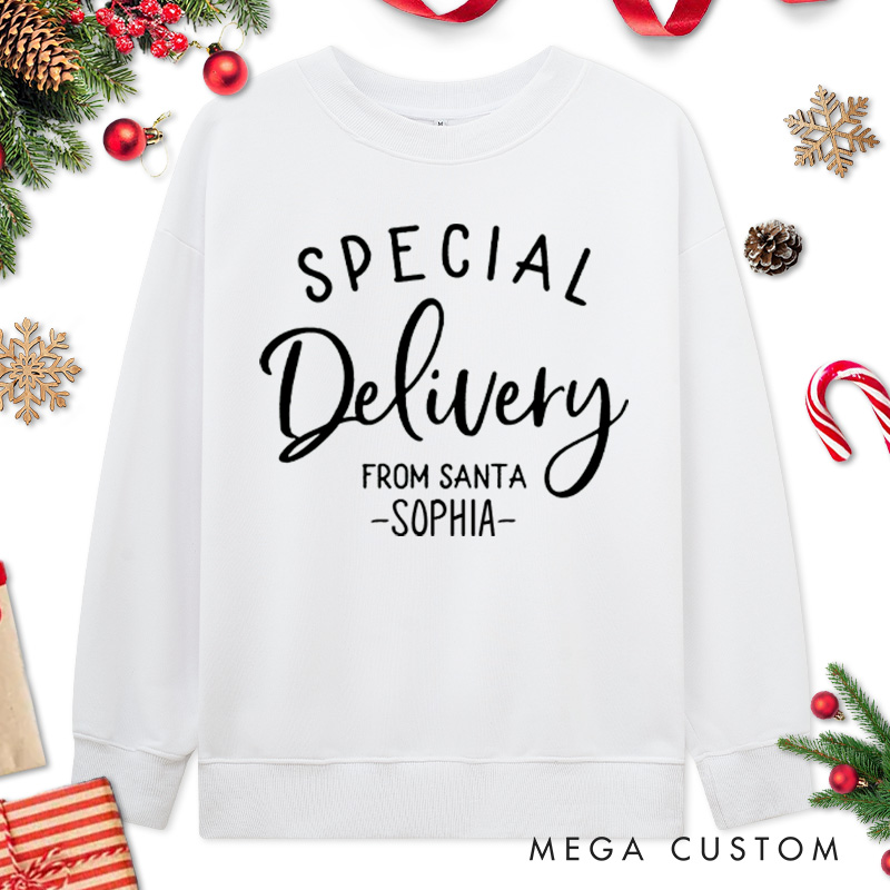 Personalized Couple Just Call Me Santa and Special Delivery from Santa Xmas Sweatshirt Xmas Matching Sweatshirt for Husband Wife Boyfriend Girlfriend