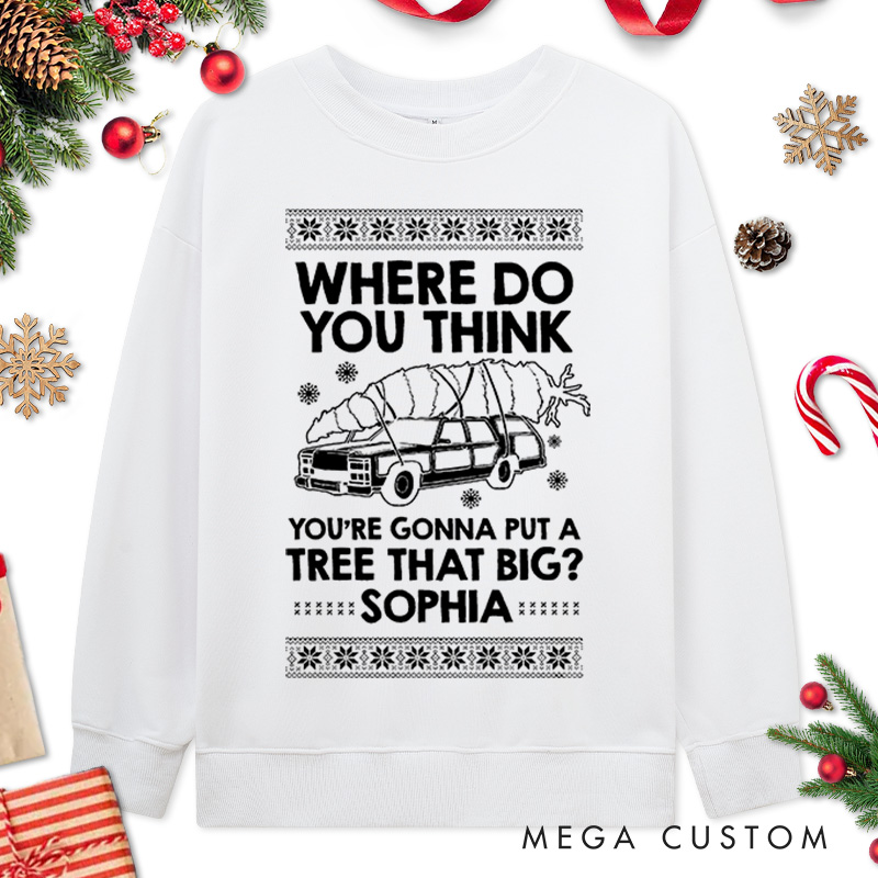 Personalized Couple Bend Over and I'll Show You with Truck Sweatshirt Couple Xmas Ugly Sweater Design Sweatshirt for Husband Wife Boyfriend Girlfriend