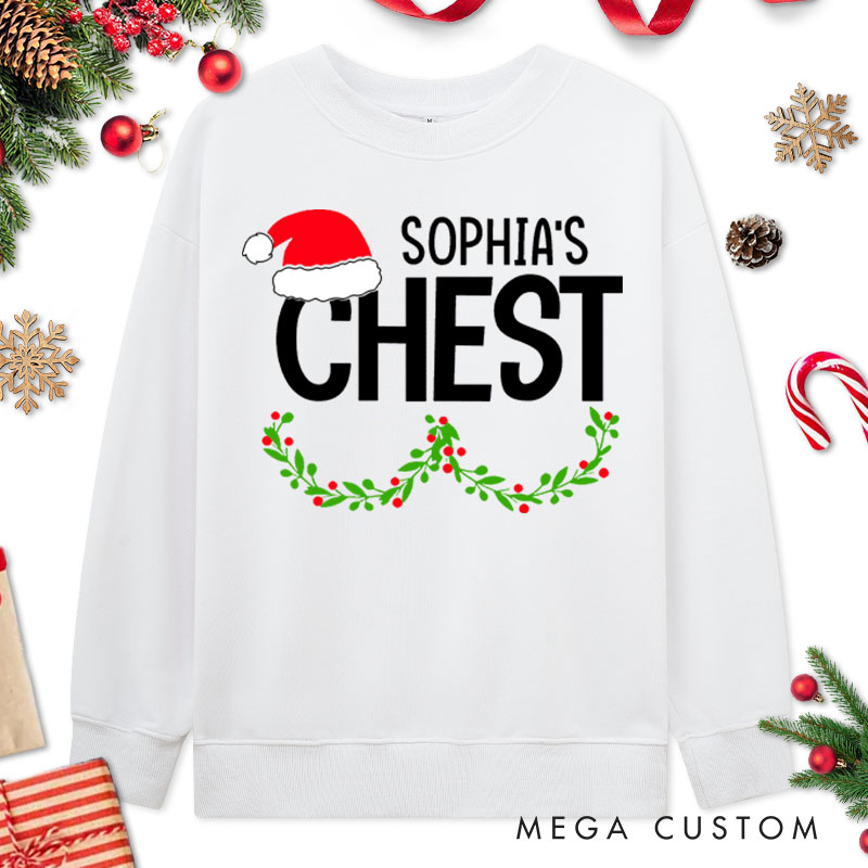 Personalized Couple Cheeky Nuts and Chest Christmas Sweatshirt Funny Couple Xmas Balls and Wreath Sweatshirt for Husband Wife Boyfriend Girlfriend