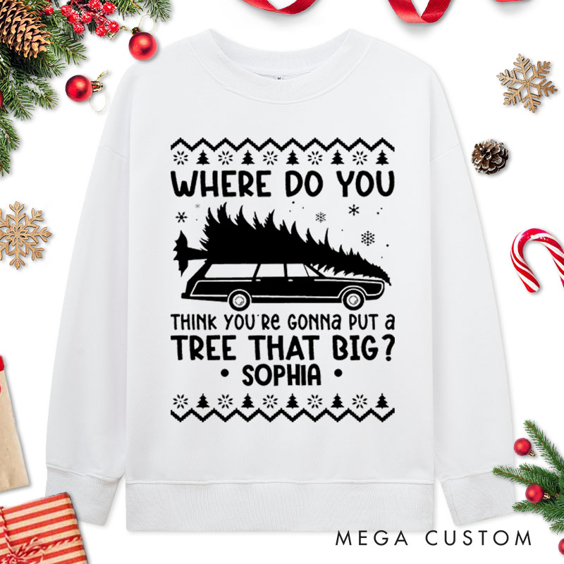 Personalized Couple Bend Over And I’ll Show You Xmas Sweatshirt Christmas Ugly Sweater with Snowflake Sweatshirt for Husband Wife Boyfriend Girlfriend