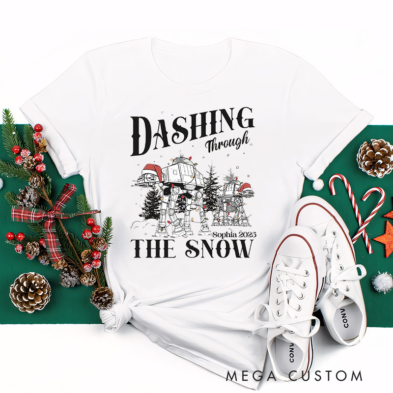 Personalized Star Dashing through the Snow Christmas Classic T-Shirts Galaxy War Film Tshirt Movie Holiday Shirt