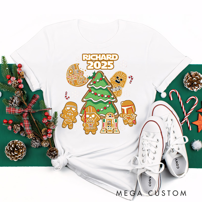 Personalized Star Gingerbread Christmas Classic T-Shirts Galaxy War Film Tshirt Movie Holiday Shirt